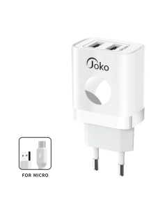 Kućni punjač KONFULON JK72, 2xUSB, 2.4A,12W, sa micro USB kablom beli - 206616-1