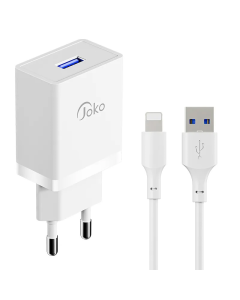 Kucni punjac KONFULON JK77 2.4A sa iPhone lightning kablom beli 1m - 205917