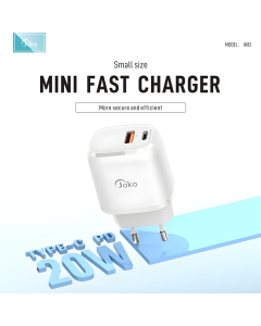 Kucni punjac KONFULON JK82 + PX14 PD 20W, QC 18W, sa kablom USB na Lightning beli - 216148-1