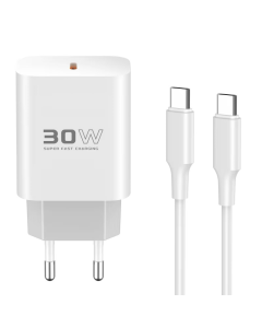 Kućni punjač KONFULON Joko C87C 30W sa kablom Type-C na Type-C beli 1m - 617550