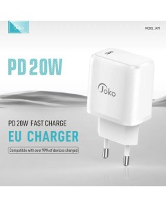 Kućni punjač KONFULON Joko JK91+DC66 PD 20W sa kablom Type-C na iPhone Lightning beli 1m - 615496