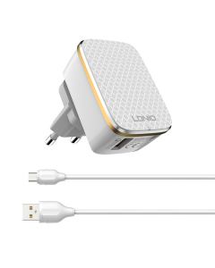 Kucni punjac LDNIO A1204Q Quick Charge 3.0 USB 5V 2.4A sa micro USB kablom beli - 78909