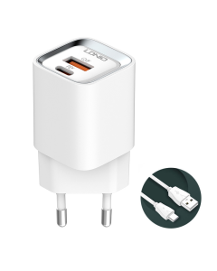 Kućni punjač LDNIO A2317C, 3.6A, QC3.0 18W, PD 30W sa Type C kablom beli - 206635