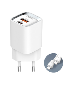 Kućni punjač LDNIO A2317C, 3.6A, QC3.0 18W, PD 30W sa Type C na Type C kablom beli - 206637
