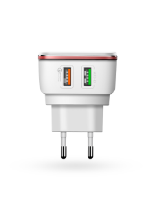 Kućni punjač LDNIO A2405Q dual USB 2.4A FAST CHARGING QC 3.0 + iPhone Lightning kabel beli - 022716