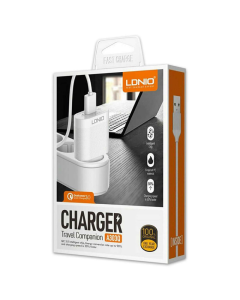 Kucni punjac LDNIO A303Q QC 3.0 5V 3A 18W Type C beli - 81391