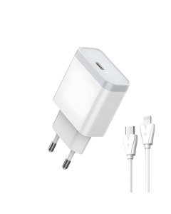 Kućni punjač LDNIO Q122 PPS PD, 27W sa Type C na iPhone lightning kablom beli - 216688-1