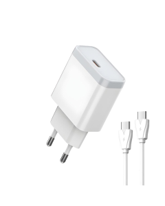 Kućni punjač LDNIO Q122 PPS PD, 27W sa Type C na Type C kablom beli - 216687-1