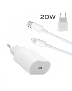 Kucni punjac PD Fast charger 20W 3A za iPhone 11/12 sa PD lightning kablom HQ CE beli - 90959
