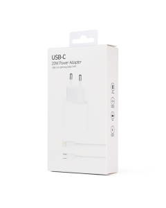 Kućni punjač PD Fast charger 20W za iPhone 11-14 sa PD lightning kablom CE beli - 221113-1