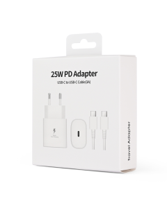 Kućni punjač PD Fast charger 25W za Samsung sa PD Type C kablom CE beli - 221118