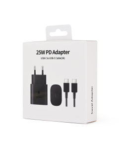 Kućni punjač PD Fast charger 25W za Samsung sa PD Type C kablom CE crni - 221119