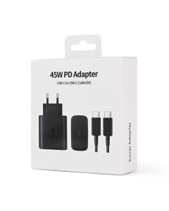 Kućni punjač PD Fast charger 45W za Samsung sa PD Type C kablom CE crni - 221121-1