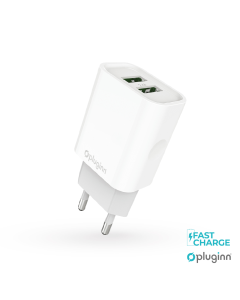 Kućni punjač Pluginn PI-D47, 5V, 2.4A, 12W 2xUSB sa lightning kablom beli CE - 206599-1