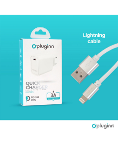 Kućni punjač Pluginn PI-D61S, PD3.0, PPS, 20W sa kablom USB na iPhone Lightning beli