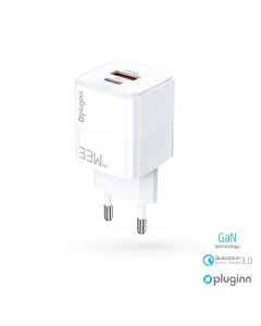 Kucni punjac Pluginn PI-D73-33w, GaN, QC3.0 PD3.0, PPS, USB-PD 20W+33W, 53W (total) beli CE - 206611