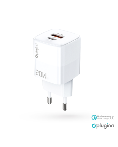 Kućni punjač Pluginn PI-D73, QC3.0 PD3.0, PPS, USB-PD 18W+20W, 38W (total) beli CE - 206608-1