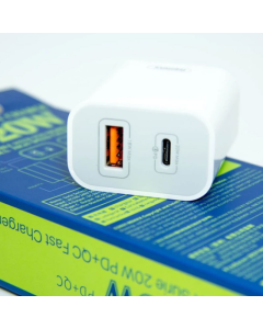 Kućni punjač Remax RP-U68 USB-A USB-C PD20W beli - 610432