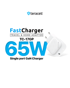 Kućni punjač Teracell Evolution TC-17GP, GaN, PPS, PD 3.0, 65W sa PD Type c kablom beli CE - 210836-1