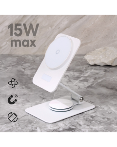 Kucni punjac Wireless 15W rotirajuci beli - 214212
