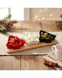 Vilde 139498 - Porcelanske činije sa tacnom - motiv jelke , 4 kom