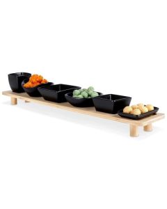 VILDE Stalak za posluživanje sa keramičkim činijama, bambus/crna