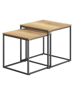 OSKAR Kvadratni sto za kafu 2 kom - hrast / crne noge