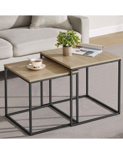 OSKAR Kvadratni sto za kafu, 2 komada -sonoma oak / black nogare