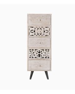 SUNČEVA DOLINA Komoda 5 fioka Lilly / ručno rađen duborez / mango drvo - LA604