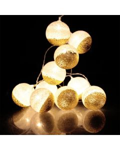 Lampice kuglice 10 led belo zlato 6x192cm 2591 - 2591