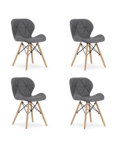 OSKAR Lago stolica od eko kože - set 4komada siva