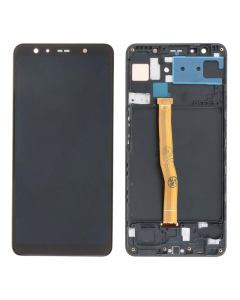 LCD za Samsung A7/ A750F + touch screen crni WITH FRAME (INCELL) - E3639