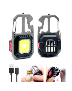 LED lampa privezak, otvarac za flase, univerzalni kljuc sa razbijacem stakla i srafcigerima, crna - 213531