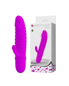 Ljubičasti silikonski vibrator sa dodatnom stimulacijom klitorisa - 014289