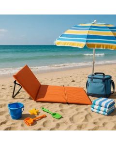 LEMON PLANET Sklopiva ležaljka za plažu 150x52cm, narandžasta
