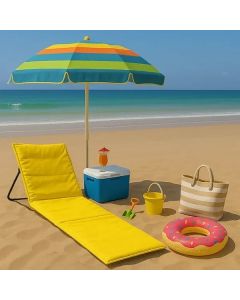 LEMON PLANET Sklopiva ležaljka za plažu 140x39cm, žuta