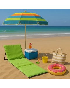 LEMON PLANET Sklopiva ležaljka za plažu 140x39cm, zelena