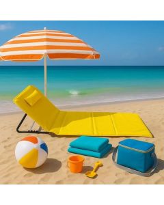 LEMON PLANET Sklopiva ležaljka za plažu 140x39cm, žuta