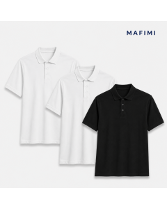Mafimi Polo majice set od 2 bele i 1 crna