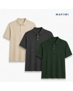 Mafimi Polo majice set Bež/Tamno siva/Tamno zelena
