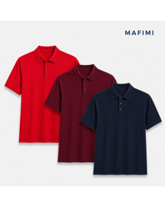 Mafimi Polo majice set od 3 boje Crvena, Bordo, Plava