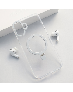 Maska za iPhone 16 Plus Berlia Clear Bracket Magnetic srebrna - 614072