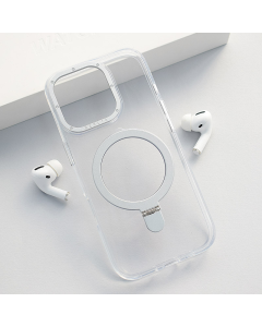 Maska za iPhone 16 Pro Max Berlia Clear Bracket Magnetic srebrna - 614074