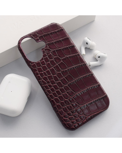 Maska za iPhone 16 Croco Leather bordo
