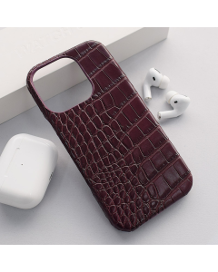 Maska za iPhone 16 Pro Croco Leather bordo - 616697