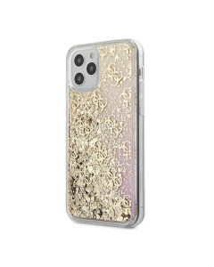 Maska za iPhone 12 mini zlatna Guess Faceplate Liquid Glint - GUHCP12SLG4GGPIGO