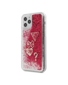 Maska za iPhone 12 mini pink Guess Faceplate Liquid Glitter - GUHCP12SGLHFLRA