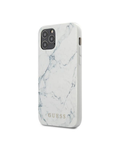 Maska za iPhone 12 mini bela Guess Faceplate Marble - GUHCP12SPCUMAWH