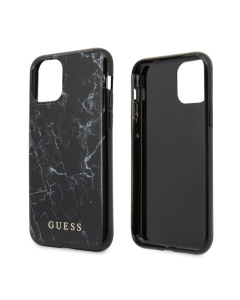 Maska za iPhone X crna Guess Faceplate Marble - GUHCPXHYMABK