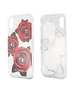 Maska za iPhone X/ XS crvena Guess Faceplate Rose - GUHCPXROSTR-1